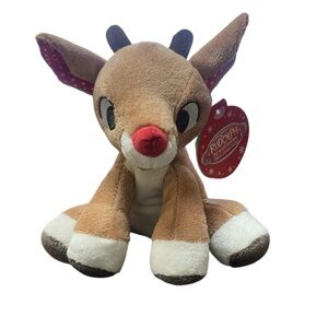 Rudolph the Red Nosed Reindeer Plush Stuffed Animal Bell Rattle Toy‎ 5"